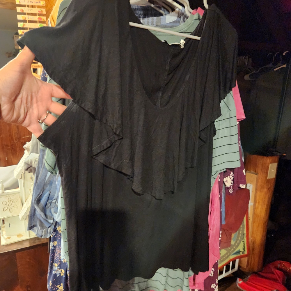 JustFab Black Layered Women's Blouse